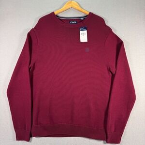Chaps Iconic Crew Knit Sweater Mens‎ XL Wine Red Crest Comfort Grandpa Trendy